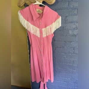 Pink fashion brand company, Trixie Mattel collab western dress